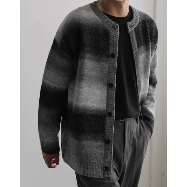 mixed color oversized men's knit cardigan mr0026