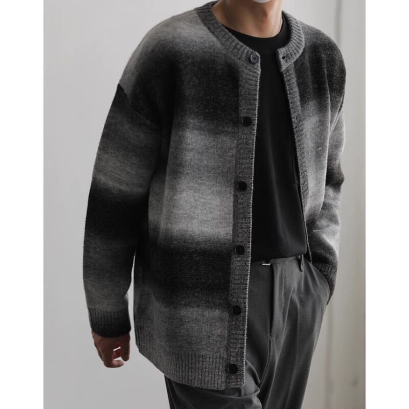 mixed color oversized men's knit cardigan mr0026