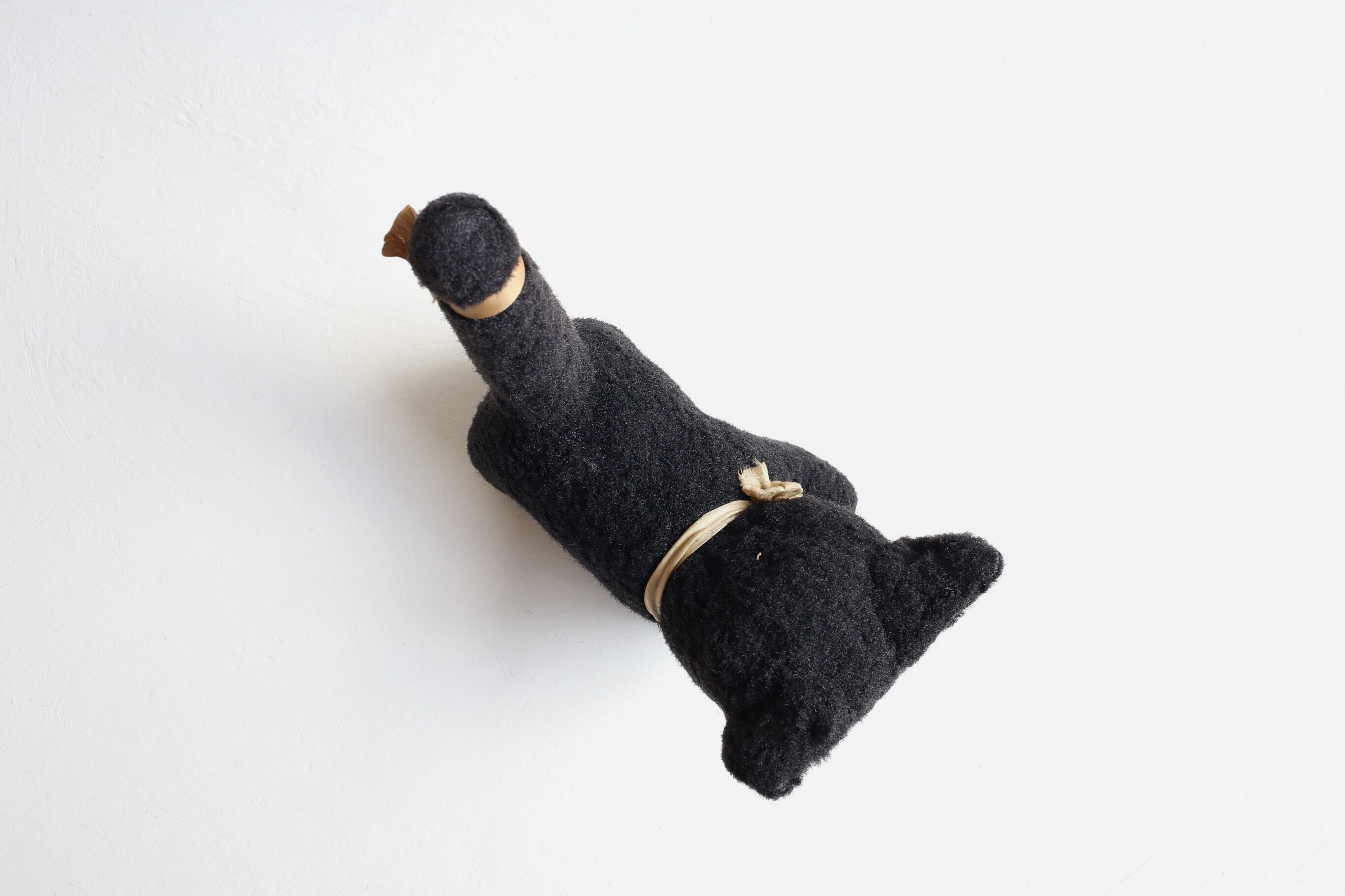 フランス アンティーク ヴィンテージ ぬいぐるみ 黒猫 約27cm N