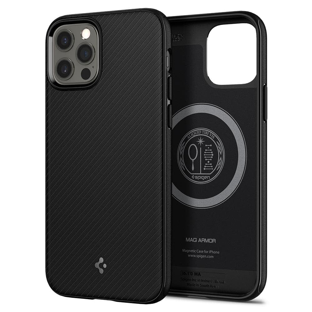 Spigen iPhone12Pro ケース iPhone12 ケース MagSafe マグネット搭載 マット感 米軍MIL規格取得 さらさら TPU 滑り止め ワイヤレス充電対応 耐衝撃 すり傷防止 マグ・アーマー ACS01865 (マット・ブラック)