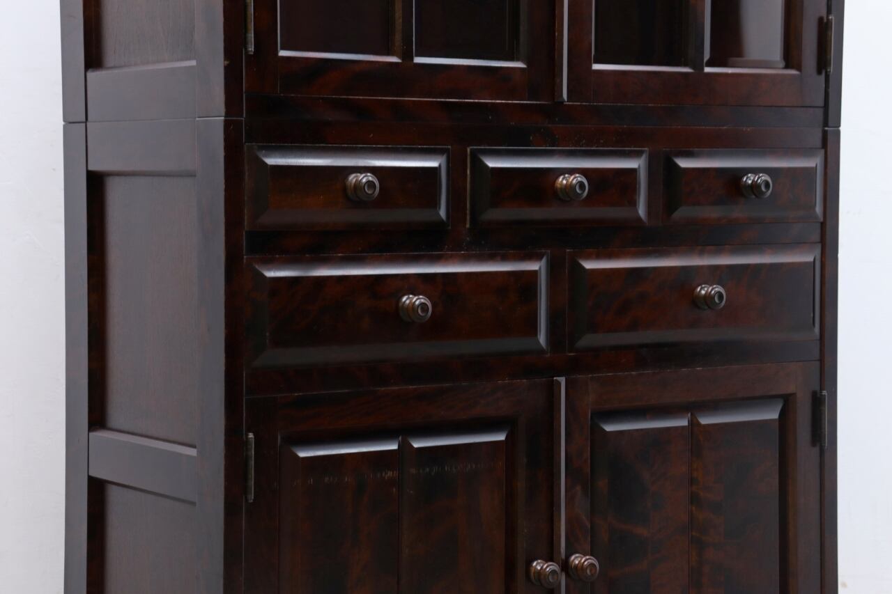 北海道民芸家具 樺材 食器棚 飾り棚 書庫 書棚 キャビネット 収納