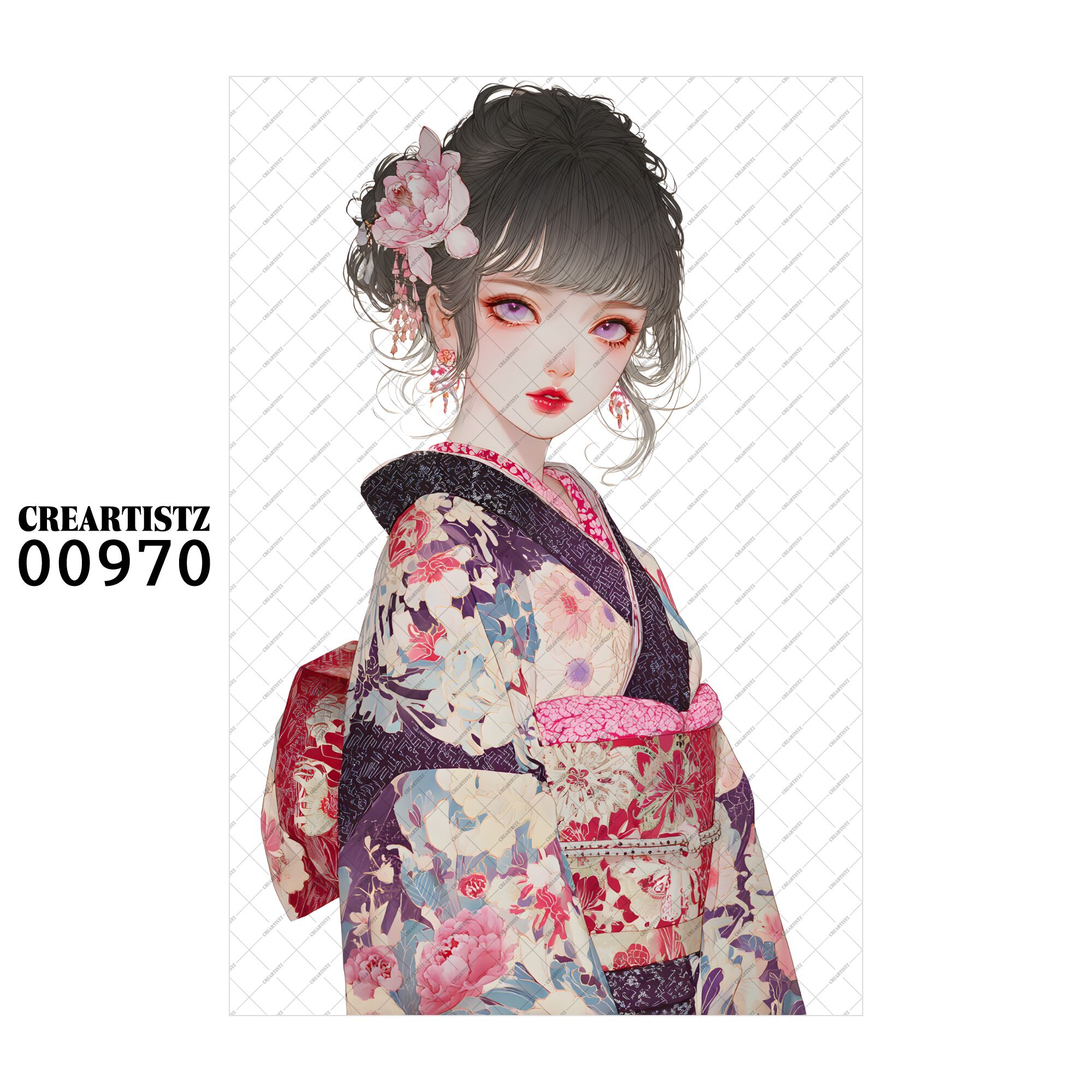 00970 ガール キュート オリジナル ペーパー/ステッカー 4枚セット CREARTISTZ