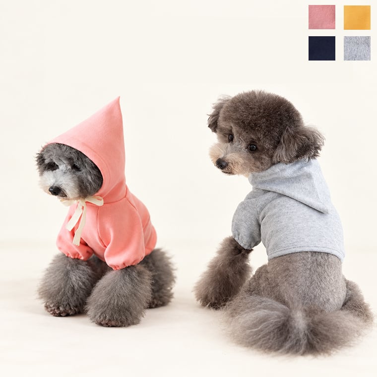 nagrang crop hood S ～ XL 4color / 犬服 秋冬 ショート丈 パーカー フード おパンツカット 無地 シンプル ドッグウェア 小型犬 中型犬 お揃い お出かけ 韓国ワンコ服