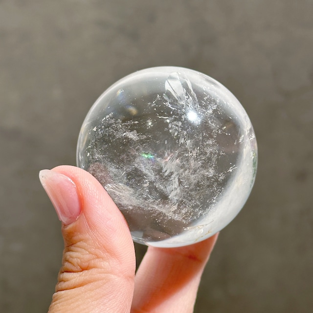 【高品質】虹◎ バイーア州産クリアクォーツ スフィア33◇ Clear Quartz ◇天然石・鉱物・パワーストーン