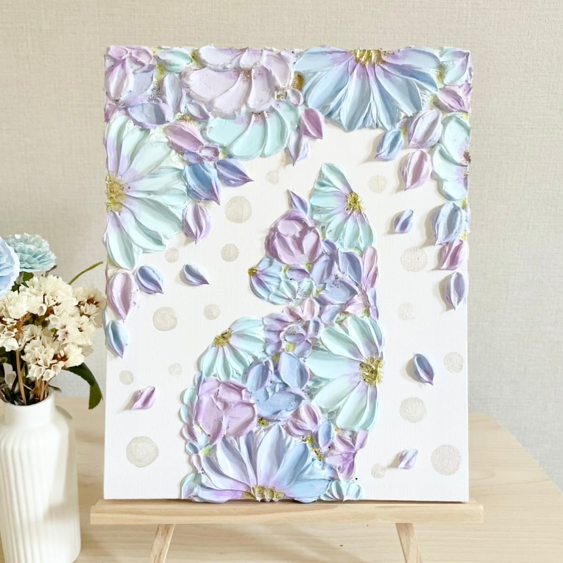 瞳の夕海」35×27㎝ 海のテクスチャーアート 猫好きギフト 引っ越し祝い