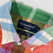 Gymphlex ジムフレックス カラフルチェック BD ボタンダウン コットン 長袖シャツ 14/レディース 日本製