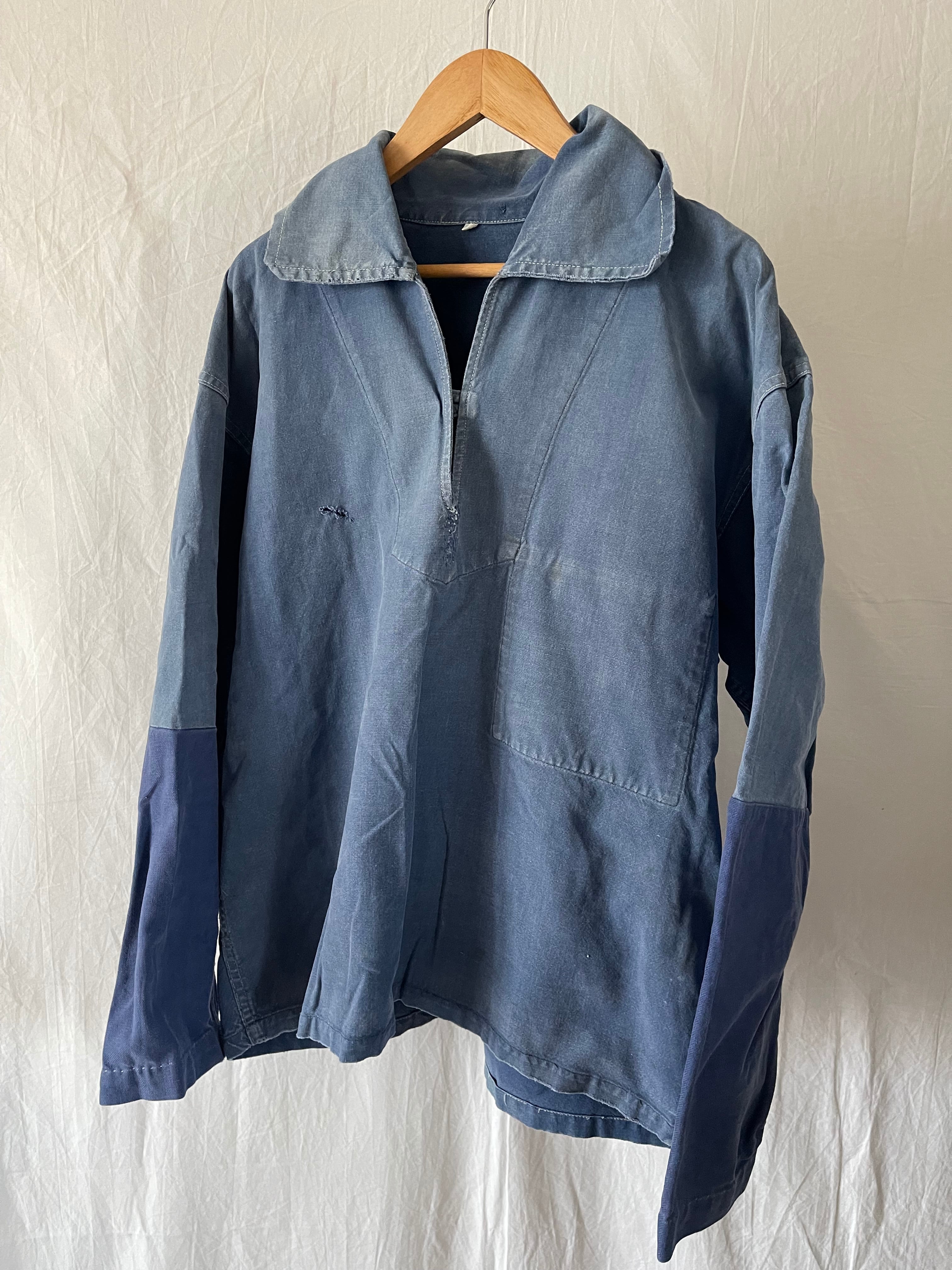 French vintage cotton fisherman smock shirt