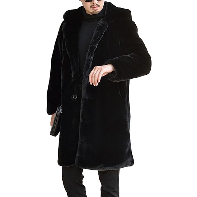 【漢の戦闘服】l’garage 毛皮風コート 毛皮コート ファー トレンチコート メンズ ファーコート メンズ 毛皮