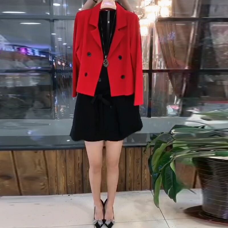 2020年秋新作コートレディースラージサイズスリムドレスファットmm年齢を減らすファッションツーピーススーツ ミックスインファッション75363448935