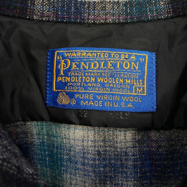 70s Pendleton オープンカラーウールシャツ オンブレシャドーチェック