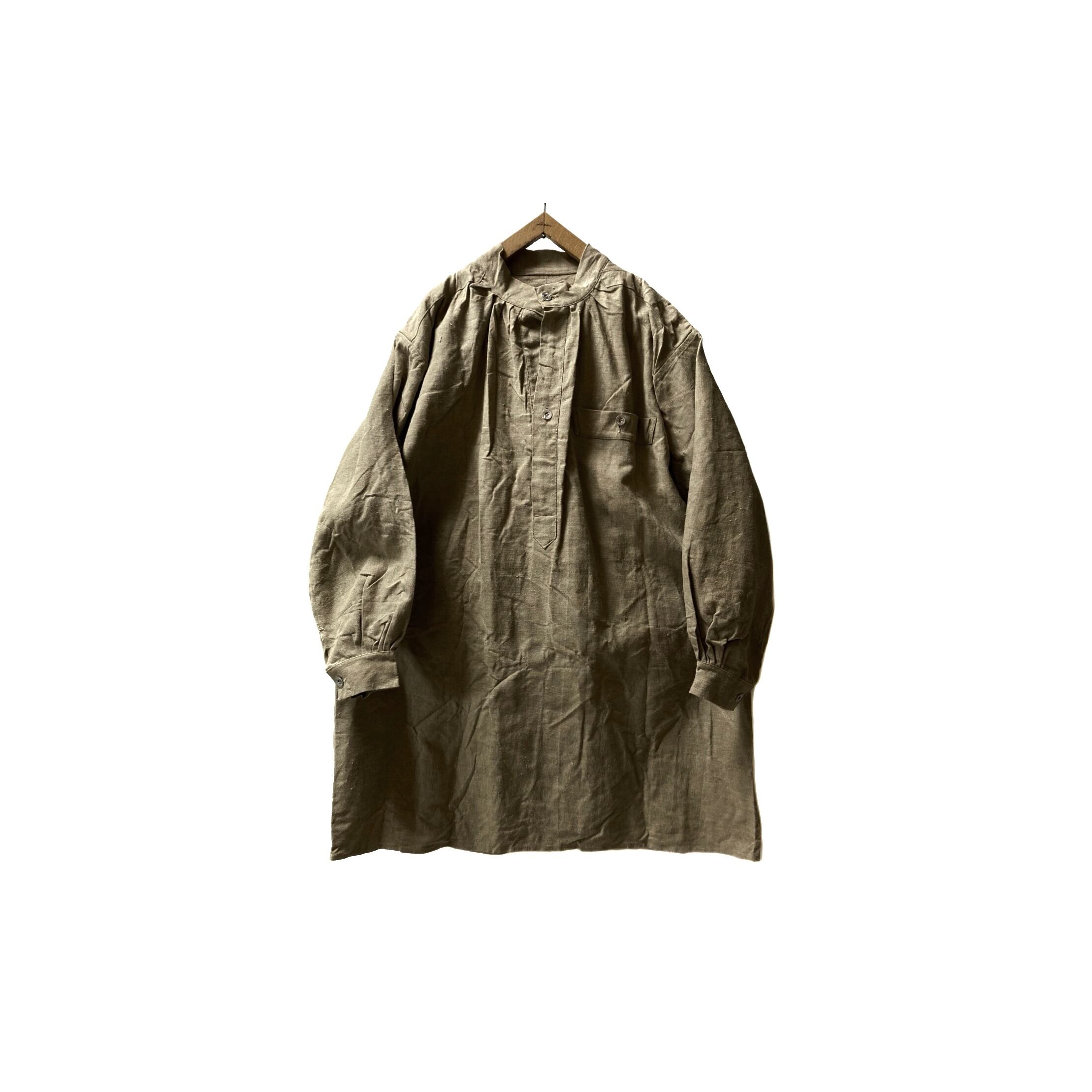 DEADSTOCK] 50's "FRENCH ARMY / HM" HEAVY LINEN BOURGERON SMOCK
