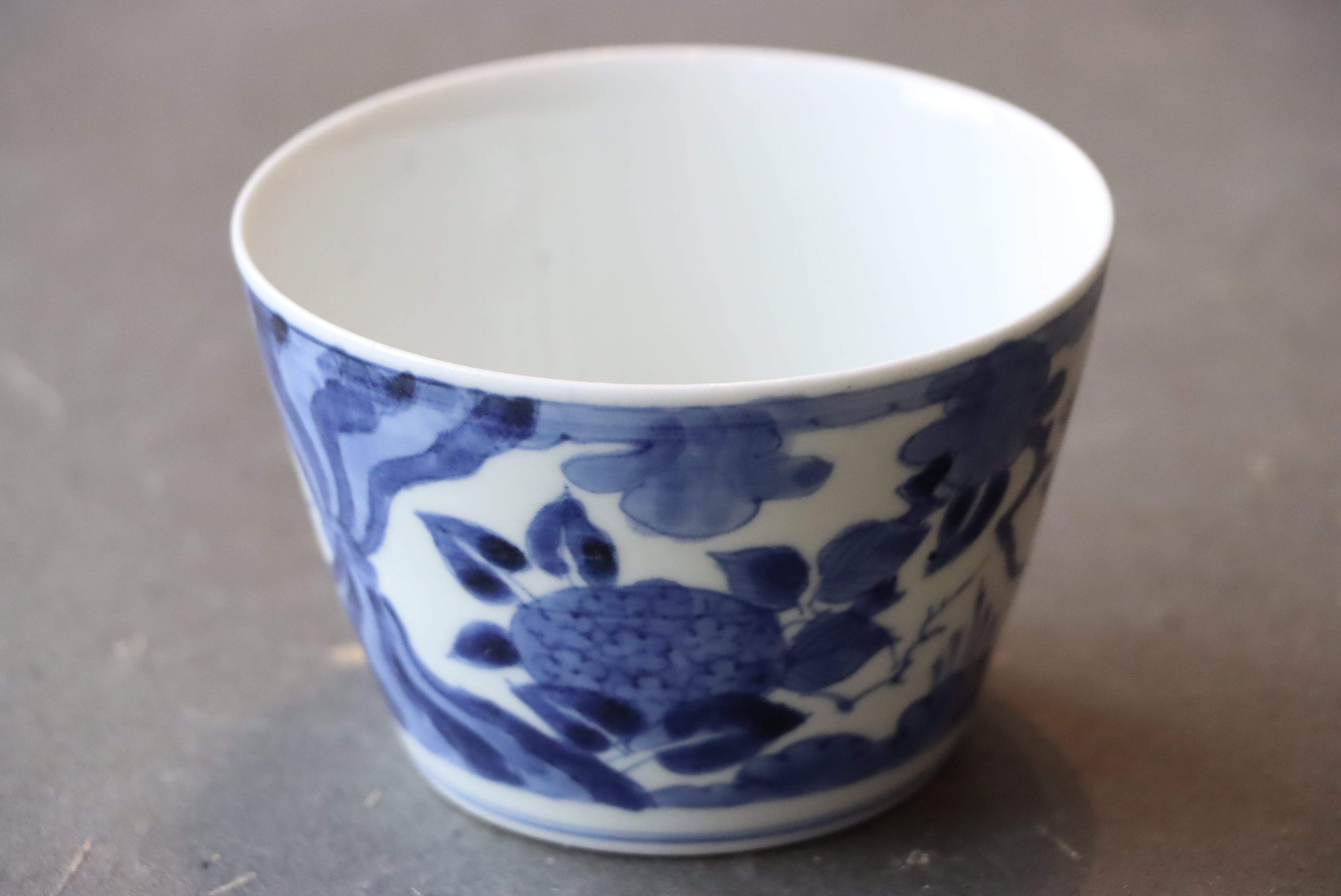 古伊万里 染付 紫陽花熨斗文 蕎麦猪口/Old Imari 