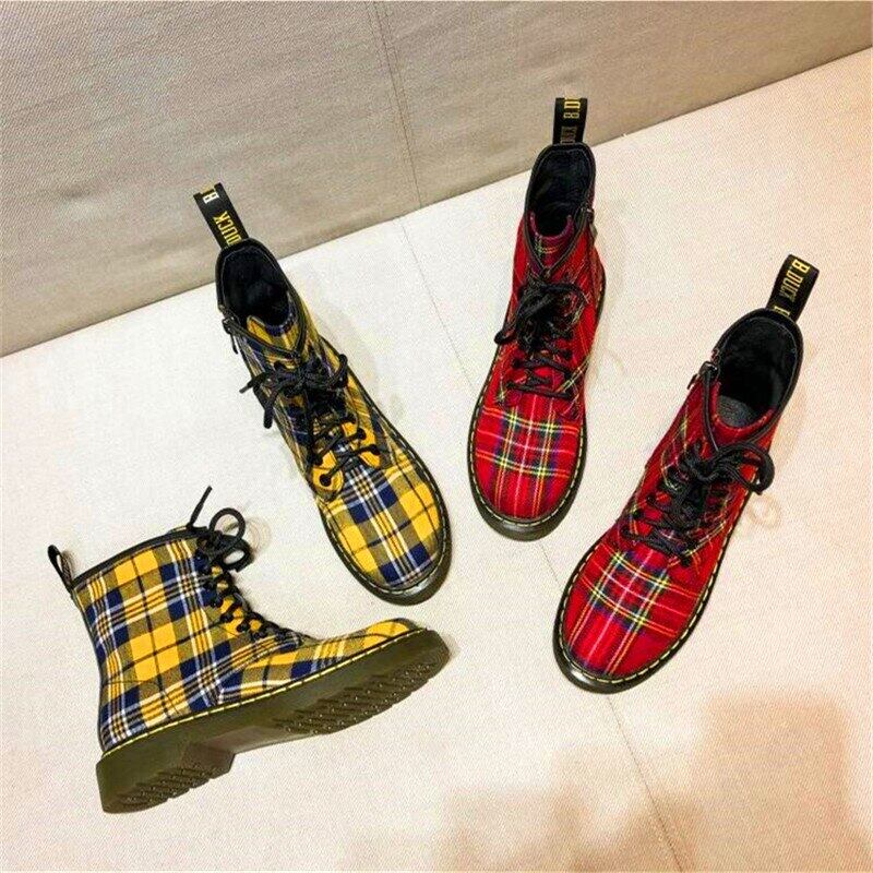 【新作】【送料無料】 ファッションチェック柄クロスレディースハイヒールブーツ赤黄色クロスストラップブーツ秋冬モデルレディースカジュアルブーツ レッド 靴 シューズ オータム 秋物 ウィンター 冬物 10b387170202245