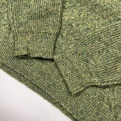 Crocodile クロコダイル ケーブル編み & 畦編み ネップ ウールニットセーター サイズ M /グリーン/メンズ