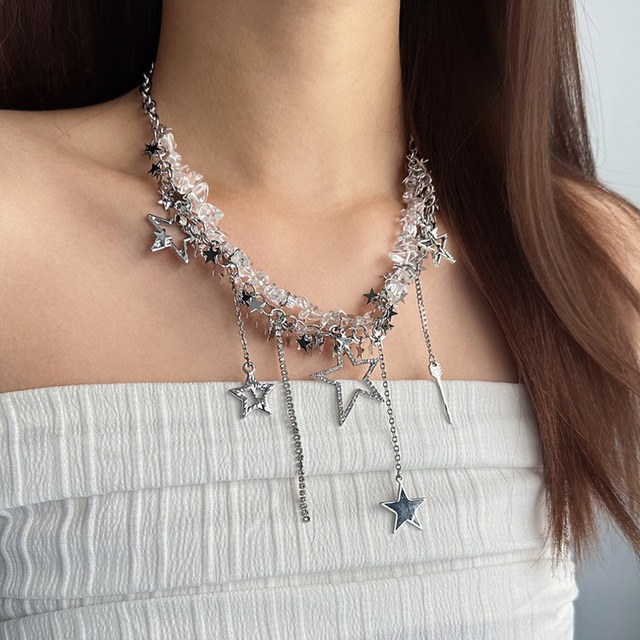 tiered star charm bijou necklace la2998