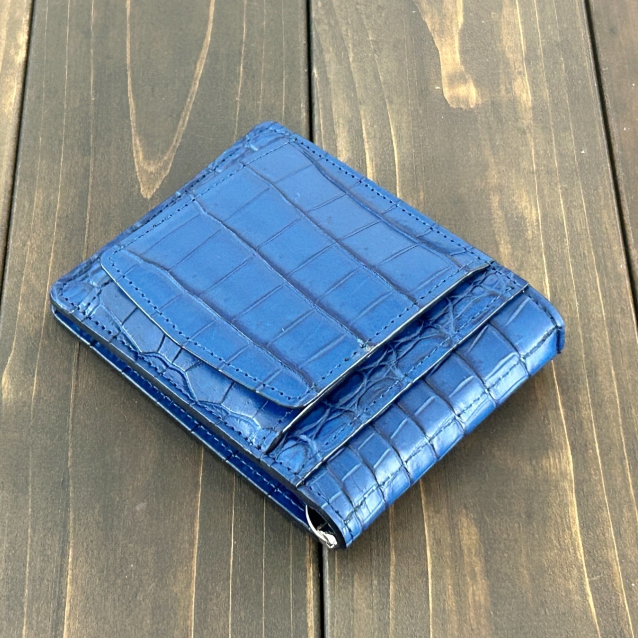 藍染 クロコダイル 無双 マネークリップ 藍