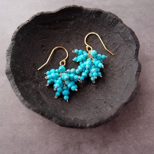 【K14gf／受注制作】Magnesite Turquoise Earrings／マグネサイトターコイズ フリンジピアス