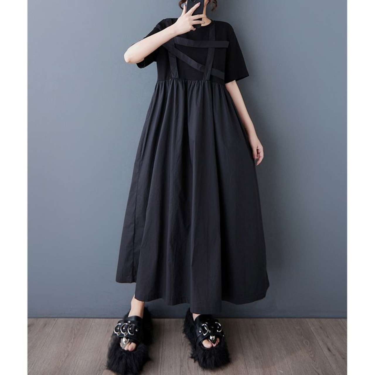 クロスデザイン マキシ丈 ワンピース 30078