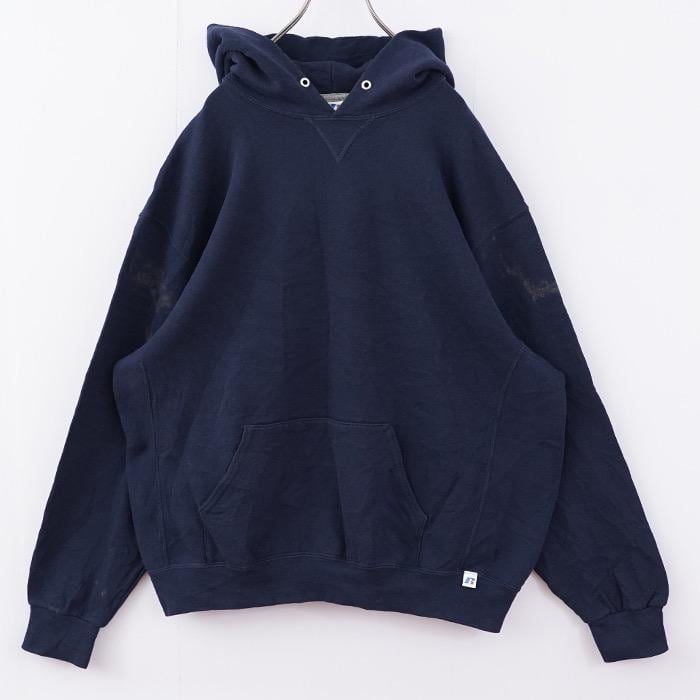 ラッセルアスレチック パーカー スウェット 無地 古着 2XL 紺 12591