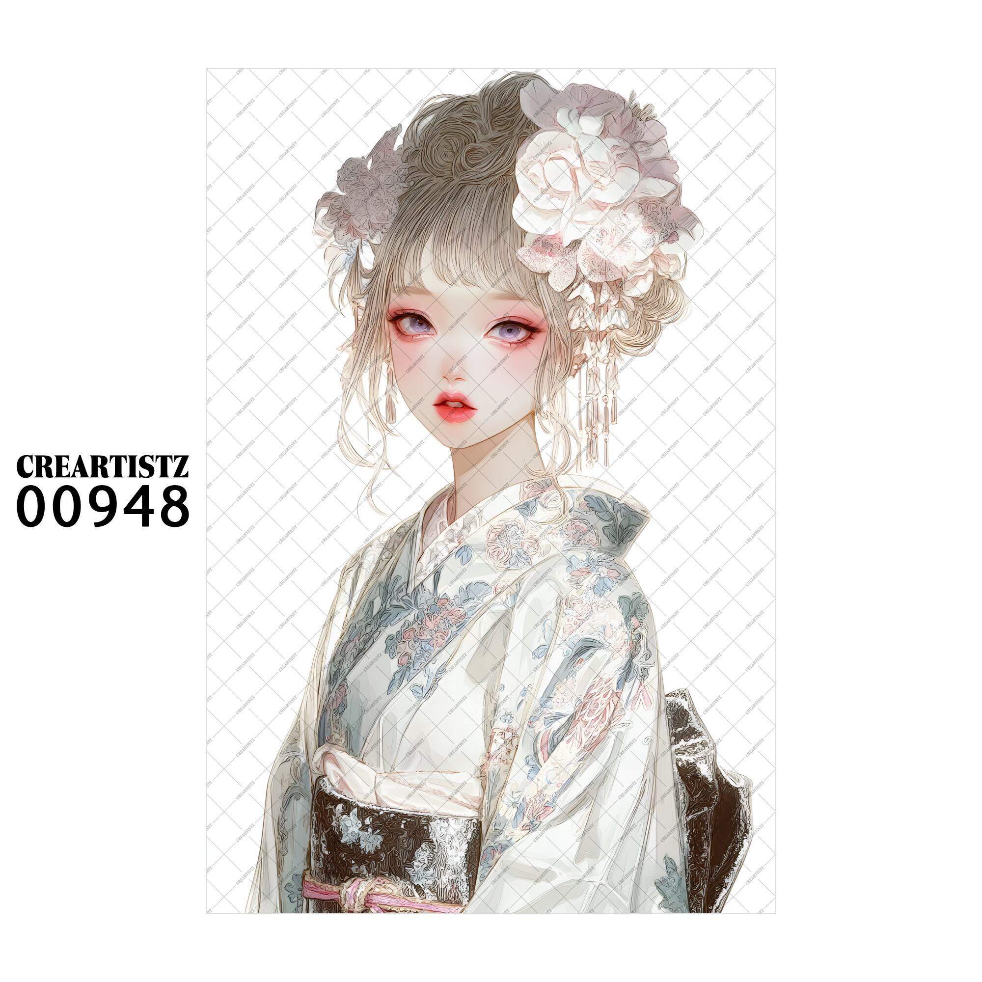 00948 ガール キュート オリジナル ペーパー/ステッカー 4枚セット CREARTISTZ