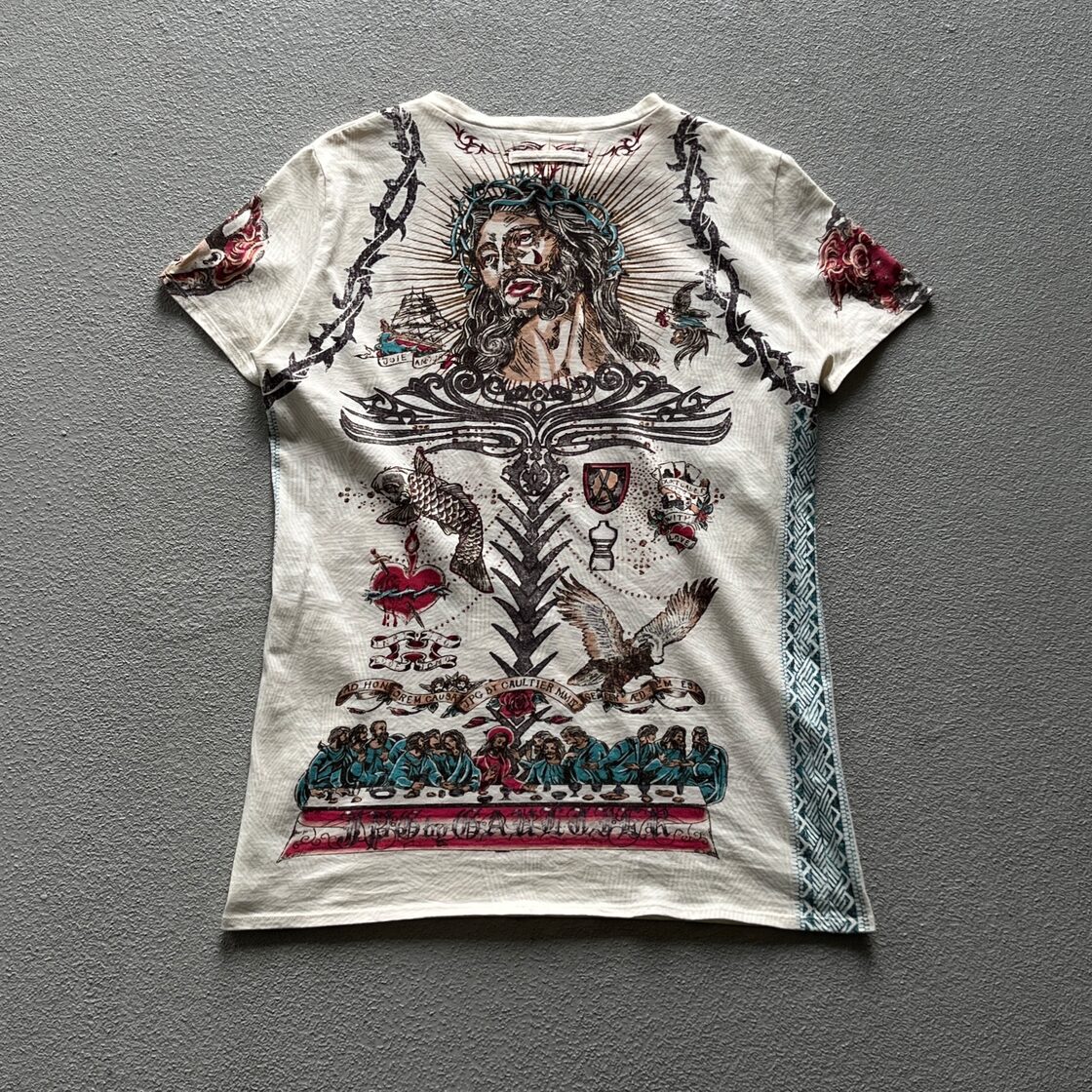 2004ss archive jean paul gaultier jesus& virgin mary tatoo t 