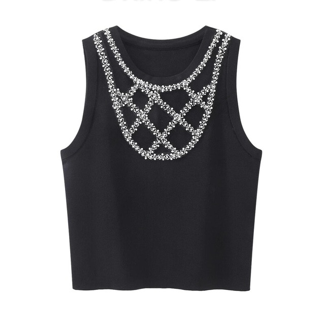 Beads sleeveless knit　B545