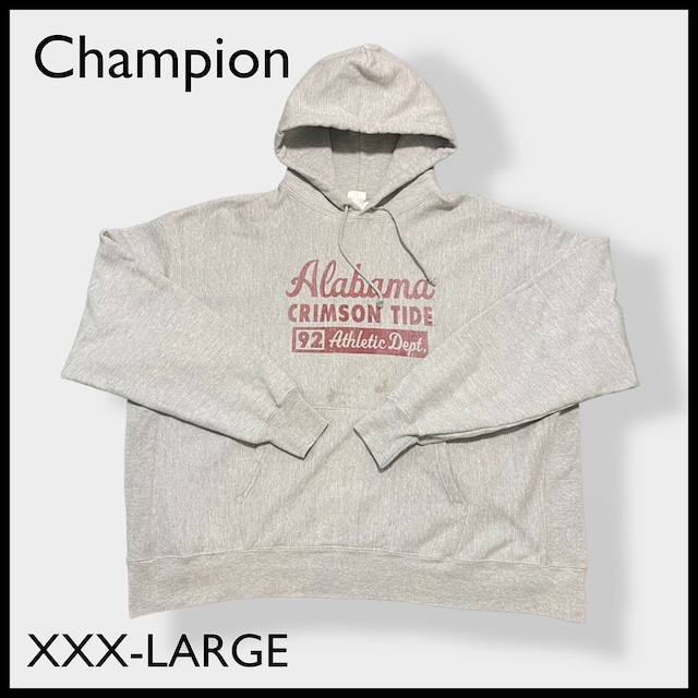 【champion】カレッジ アラバマ大学 フットボール アメフト Alabama Crimson Tide 3段プリント 染み込みプリント  パーカー スウェット プルオーバー フーディー 3XL ビッグシルエット チャンピオン Reverse Weaveリヴァースウィーブ US古着