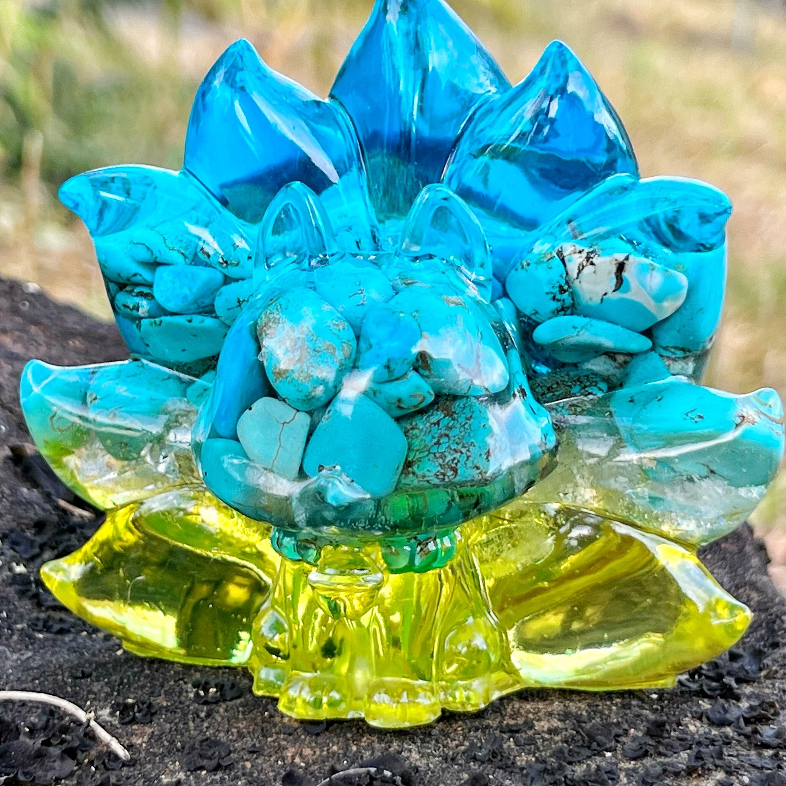 【1点もの】九尾の狐オルゴナイト 大粒 ターコイズ