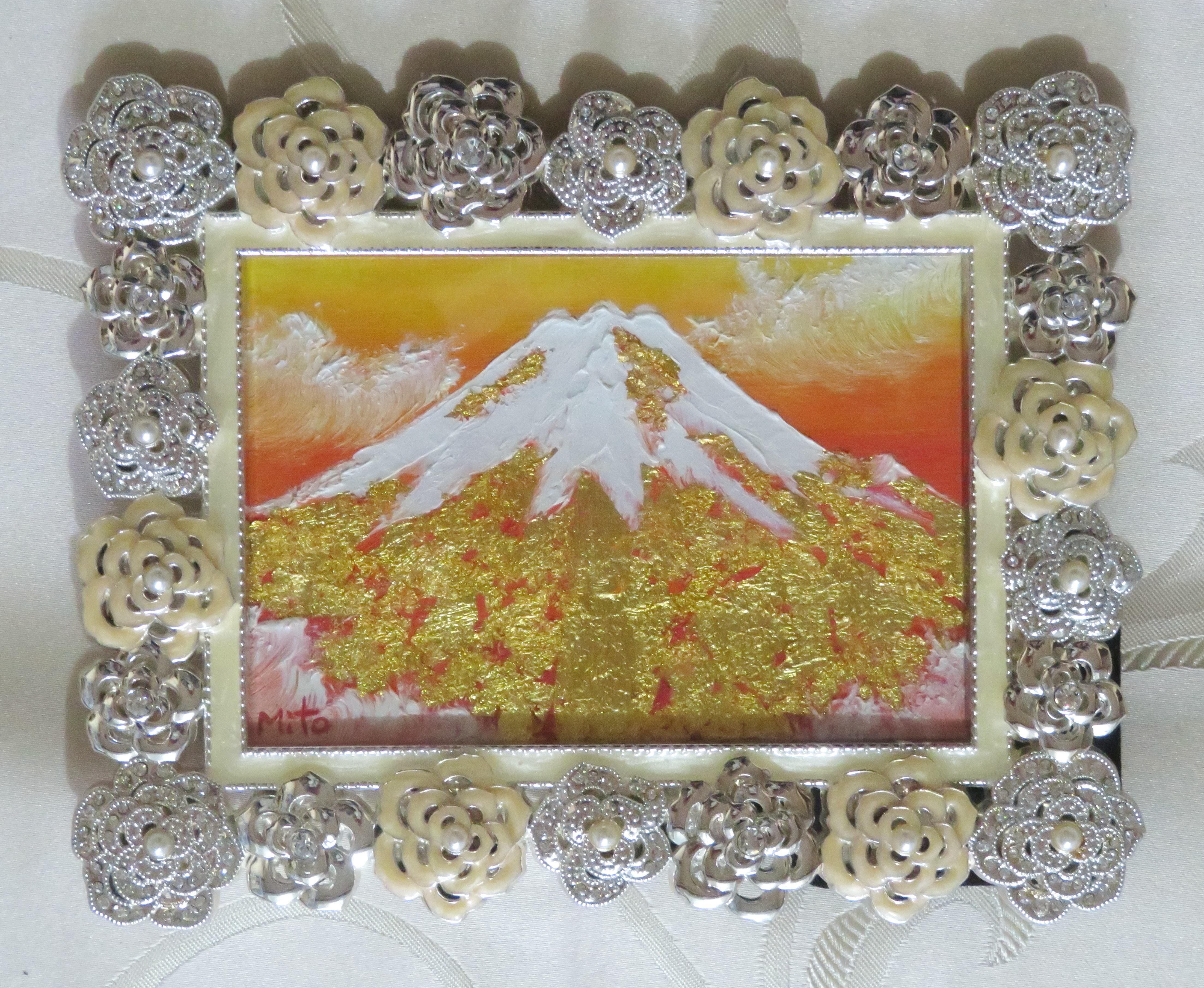 黄金の富士山 R5－20 ﾀﾞｲﾔﾓﾝﾄﾞﾍｯﾄﾞ】油絵+純金24k金箔 F3号 真