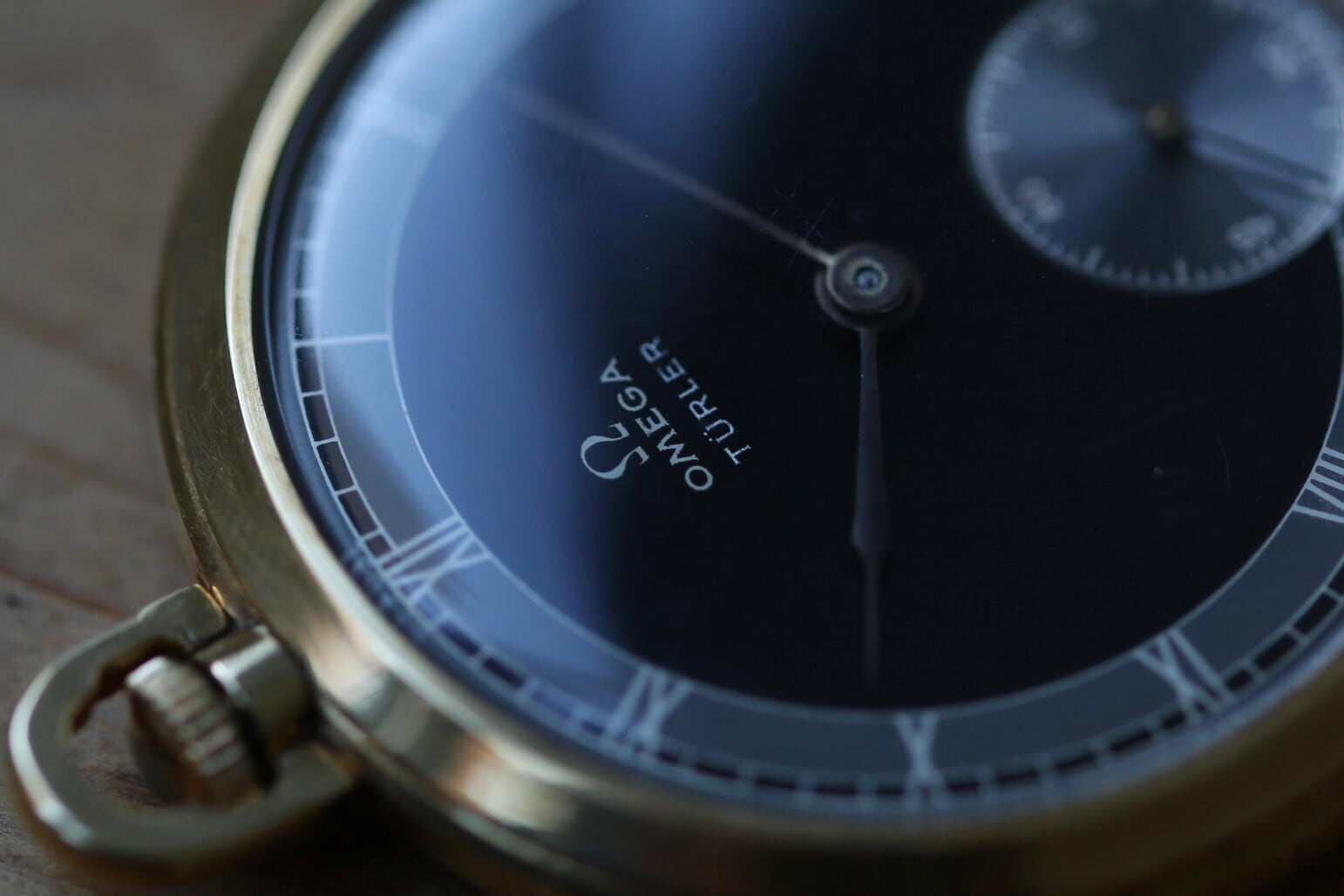 【OMEGA】1934年製 懐中時計 チューラー別注 ブラックセクターダイヤル 18金無垢 アールデコ / vintage / pocket watch / hand winding