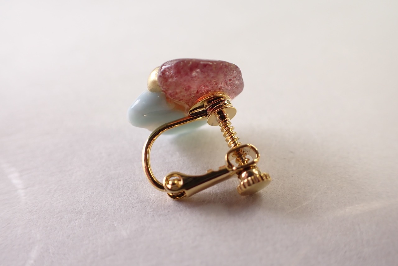 金継ぎイヤリング(ラリマー×ピンクエピドート)   [C2‐275]
