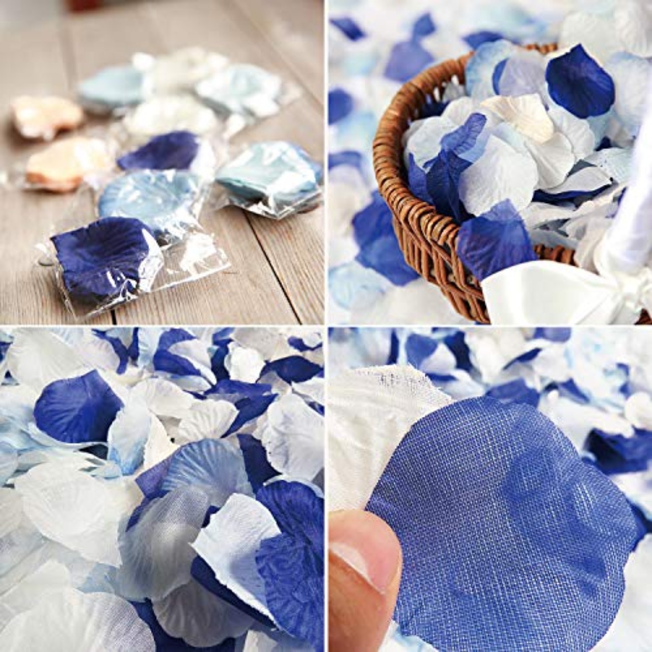 フラワーシャワー 造花 青 白 花びら 約1000枚 挙式 たっぷり 5色 ロイヤルブルー