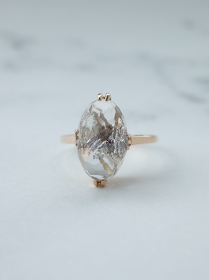 Rutile Crystal in White Garden Quartz - Neo Vintage Ring -