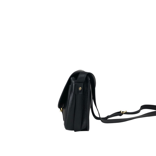 CELINE セリーヌ ショルダーバッグ ブラック ブラゾン型押し フロントバックル レザー vintage ヴィンテージ オールド 4n3ttr