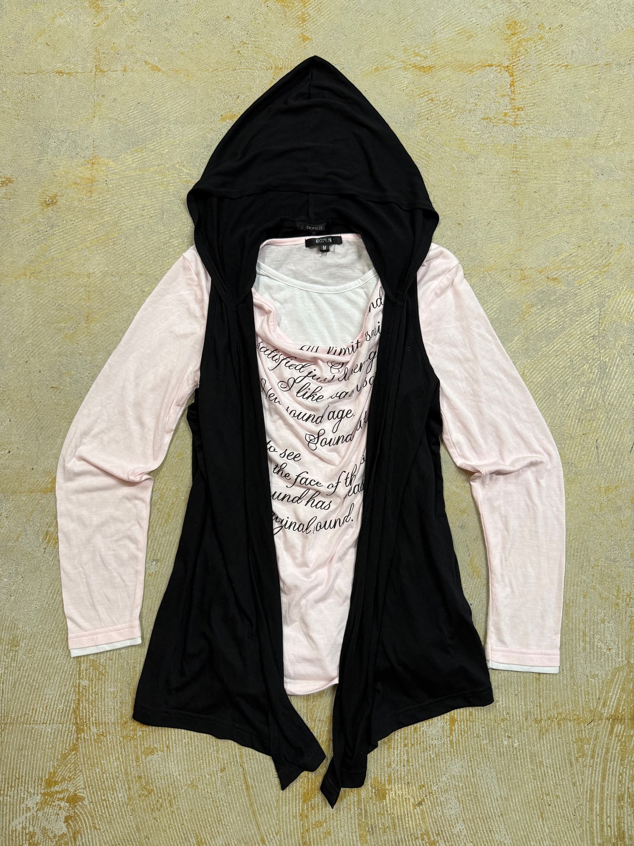 draped long sleeve T-shirts with vest