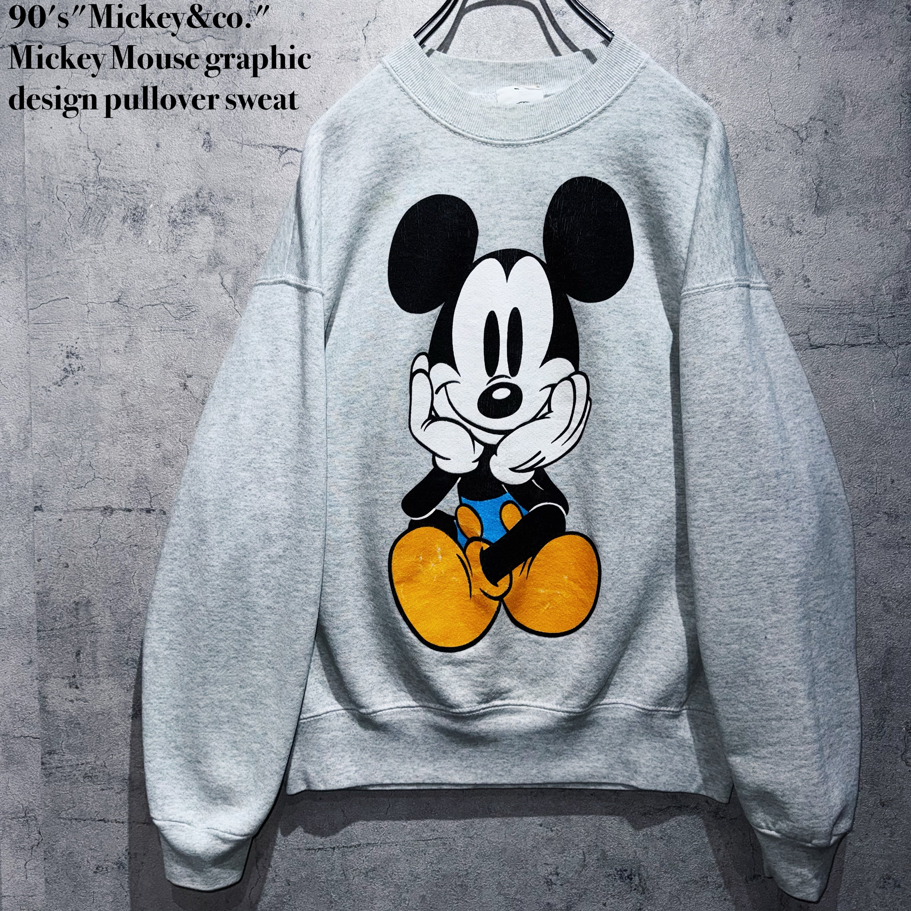 90's"Mickey&co."Mickey Mouse graphic design pullover sweat