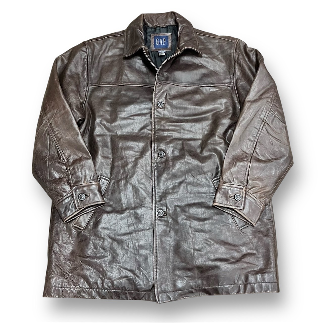 GAP オールドギャップ レザージャケット ブルゾン 好い L 黒 古着 12558