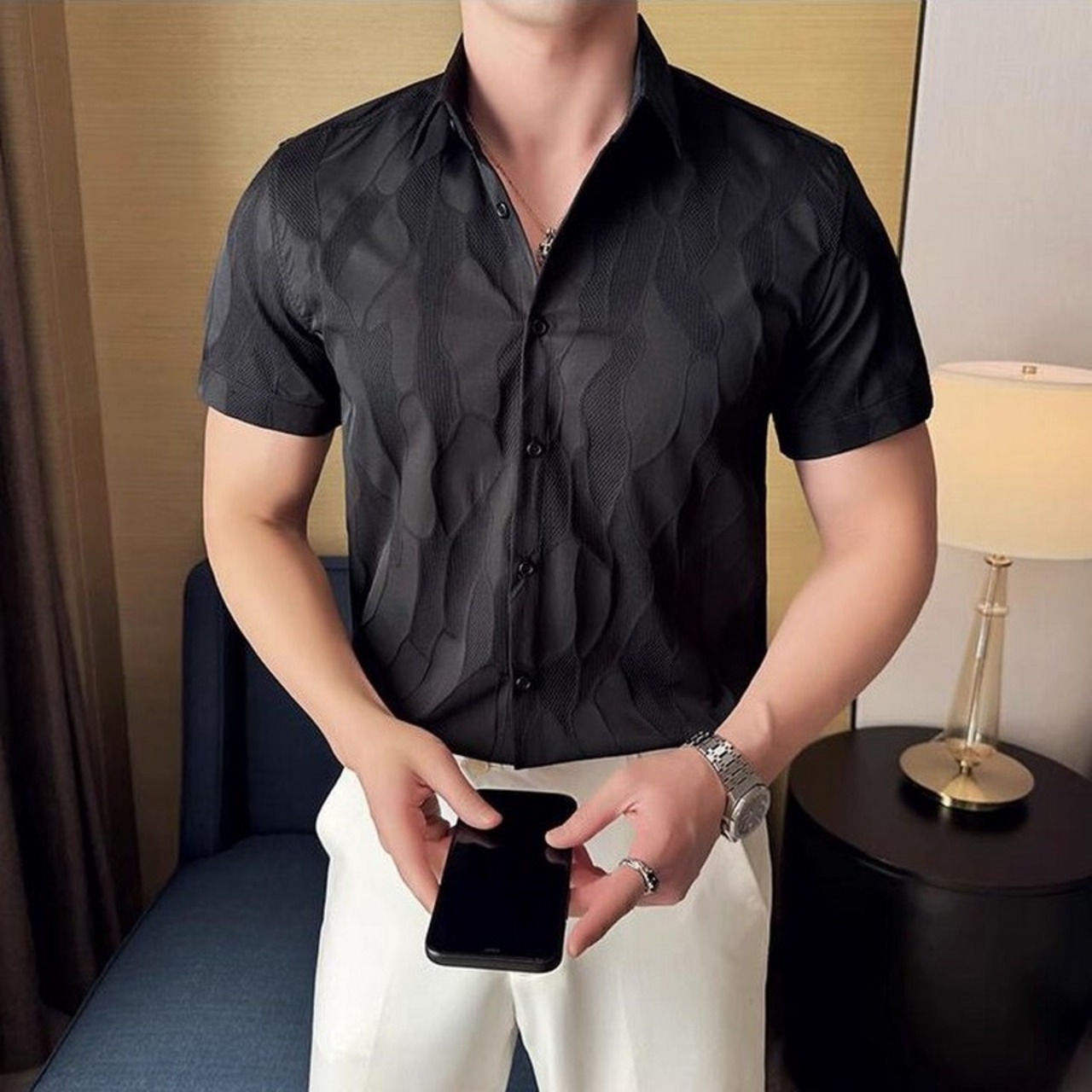 short sleeve v neck shirt 00306