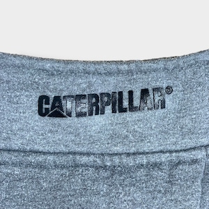 【CAT】企業系 企業ロゴ CATERPILLAR ワンポイントロゴ バックロゴ ハーフジップ スウェット プルオーバー グレー XL ビッグサイズ キャタピラー US古着