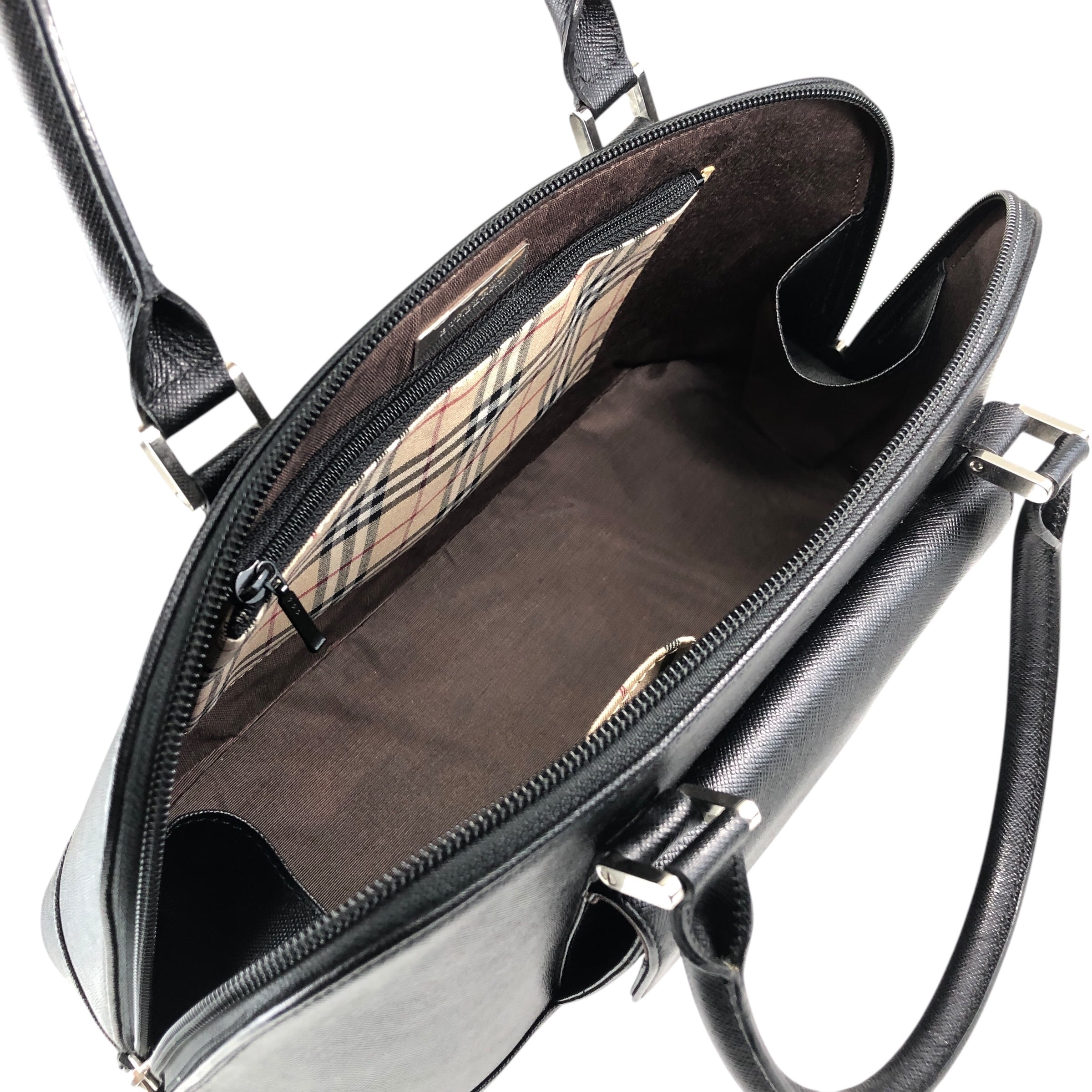 【希少】Burberrys オールドバーバリー レザー ハンドバッグ 黒 BURBERRY バーバリー ハンドバッグ ブラック レザー フロントポケット