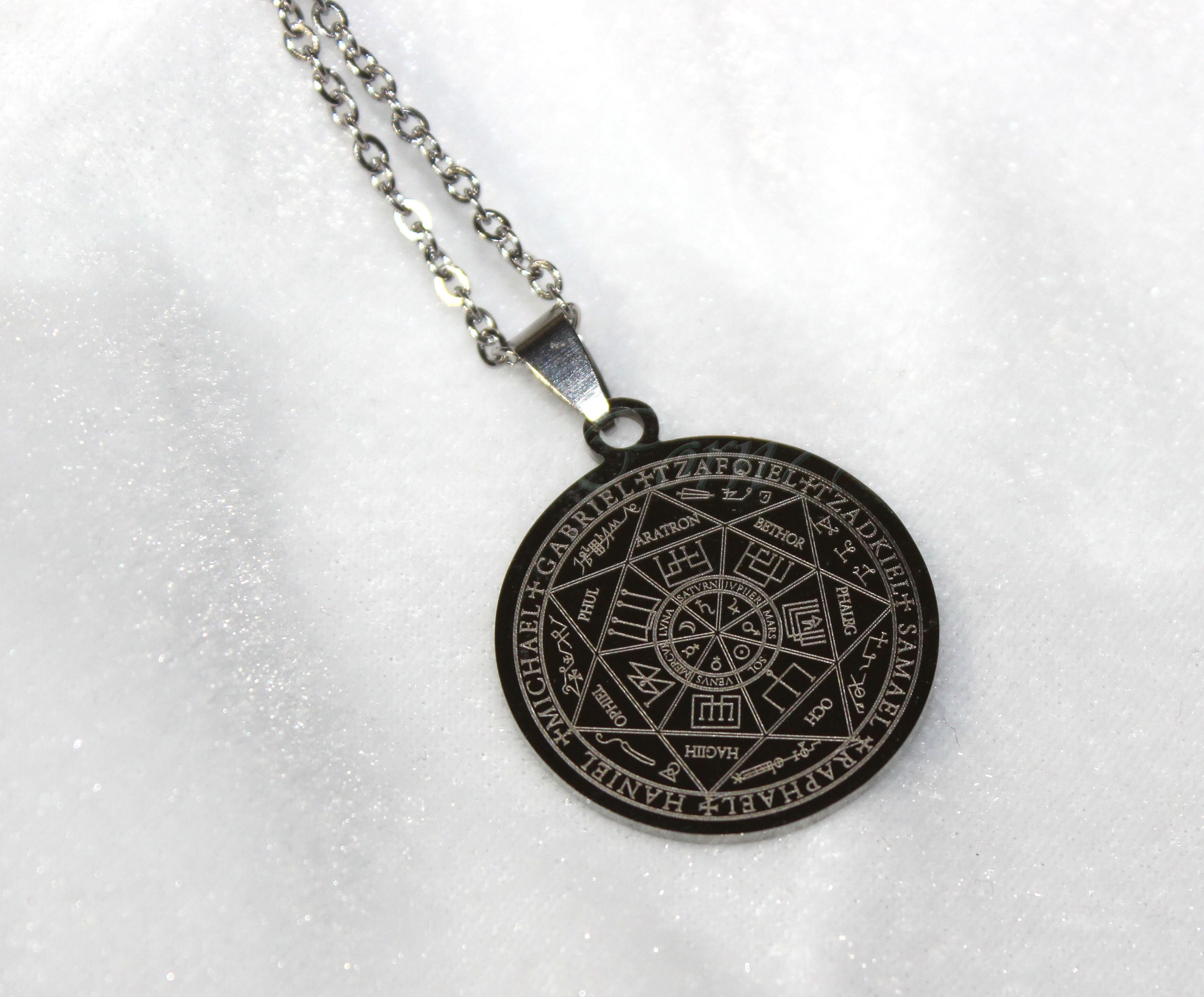 Peter Stone ソロモン王の鍵 ７大天使の印章 Seal Of Angel Raziel シルバー リング 指輪 魔術書 シール オブ ソロモン タリズマン 送料無料 民族アクセ ラパヌイ ソロモンリングステンレススチールの鍵7つの大天使リングお守り男性チタンスチールジュエリーm4