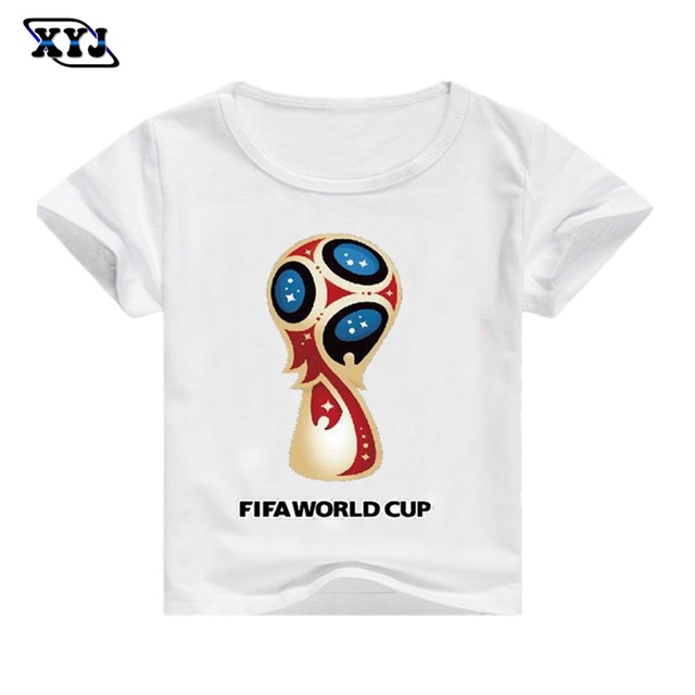 2018 夏ロシアワールドカップ Tシャツの Tシャツトップ男の子服子供ソリッドコットンシャツのためのスポーツ tシャツ