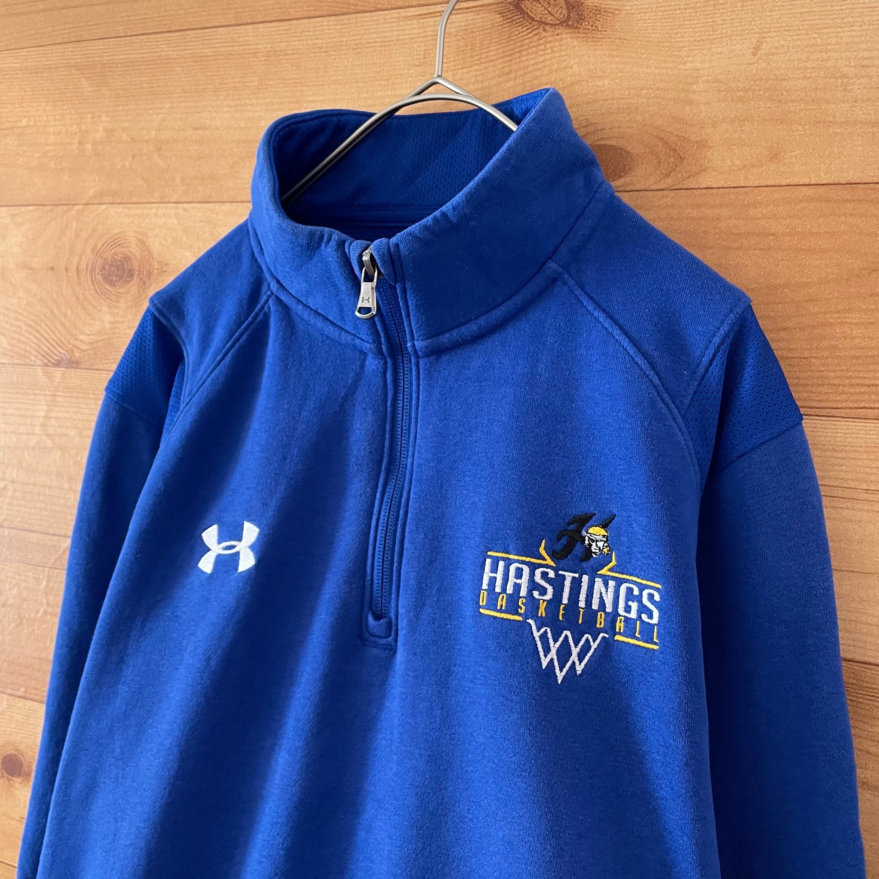 UNDER ARMOUR】ハーフジップ スウェット 高校 バスケットボール 刺繍
