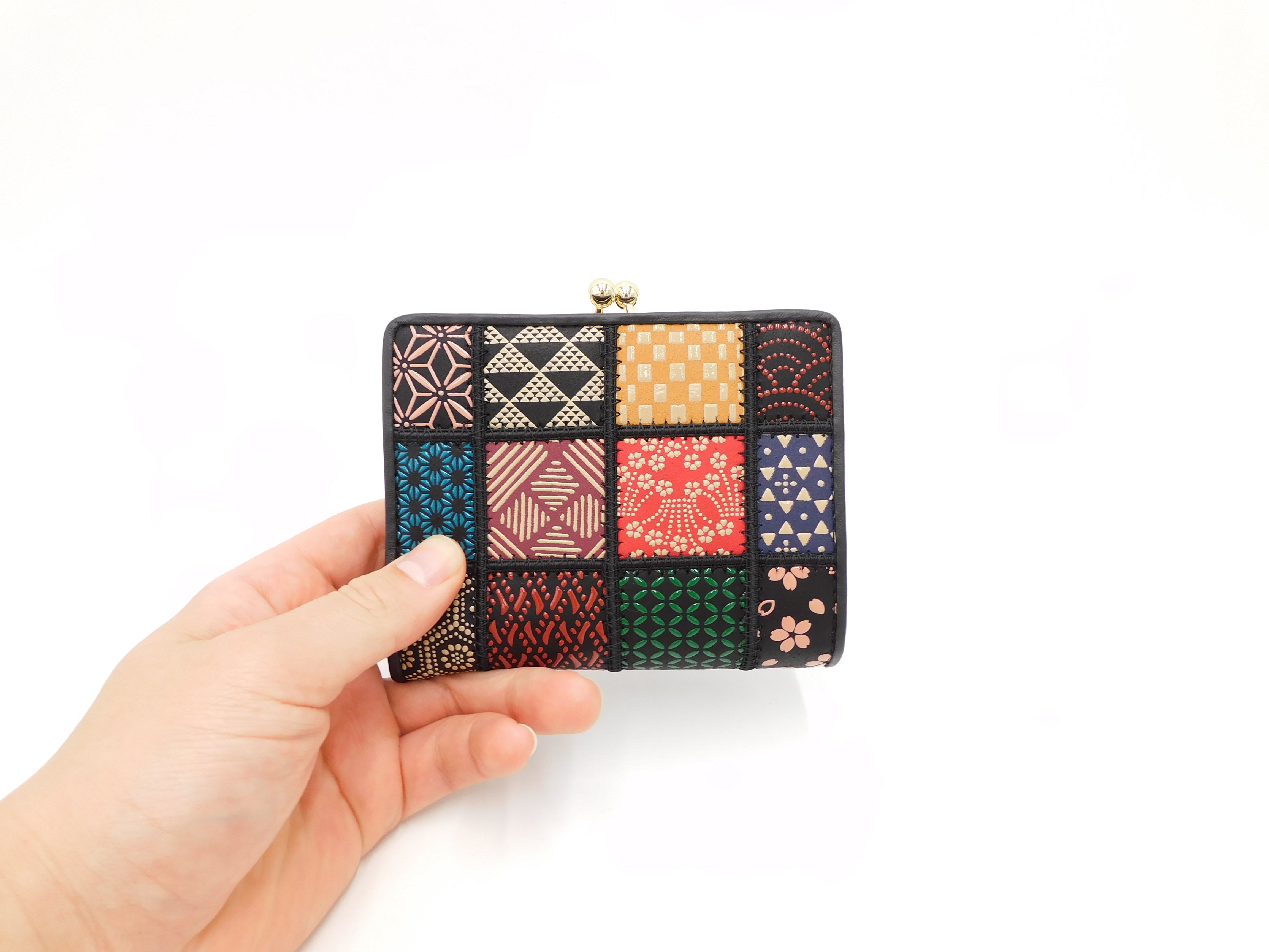 パッチワーク印傳 がま口札入 マルチカラー | 浅草前川印傳｜公式