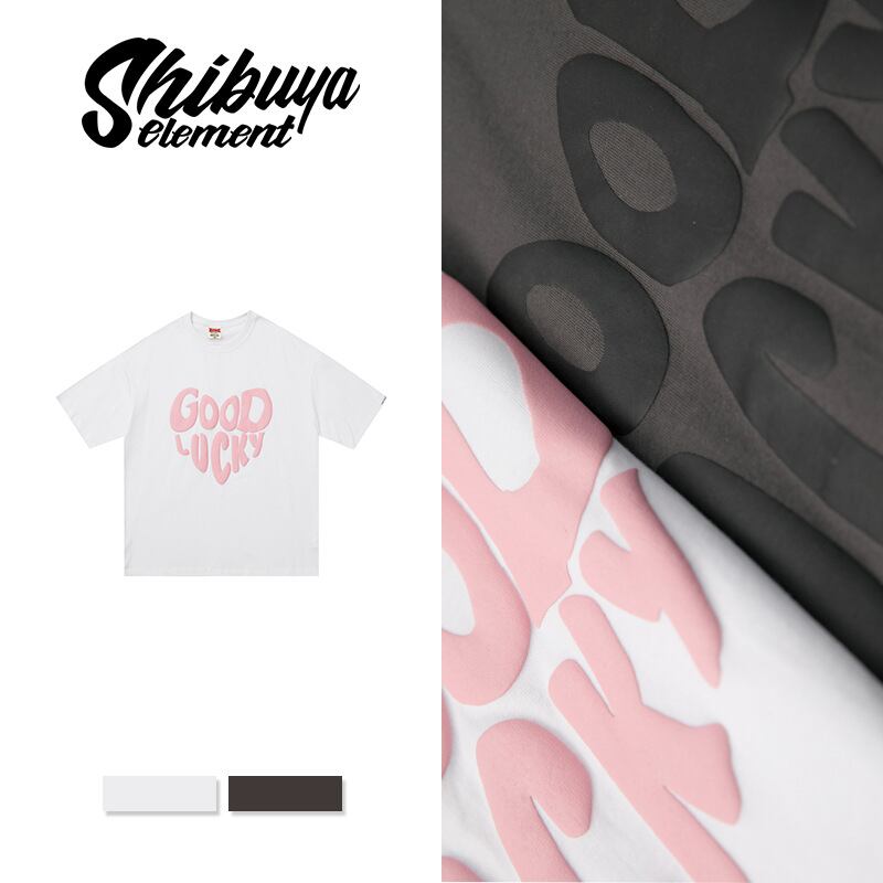 P12088 Tシャツ 春夏 おしゃれ 2色 丸首 トップス ハート 英字柄