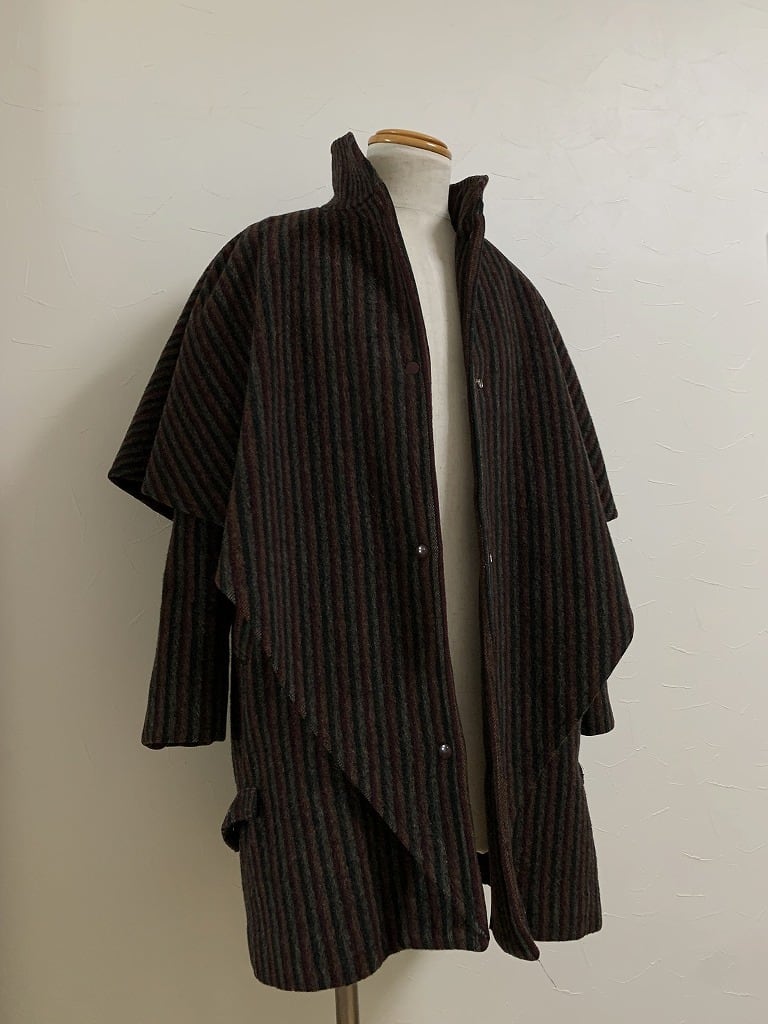 1980's Layered Design Stand Collar Coat