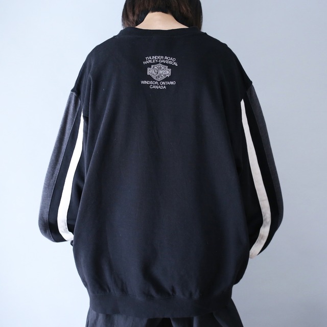 "HARLEY-DAVIDSON" 3-line sleeve design loose sweat