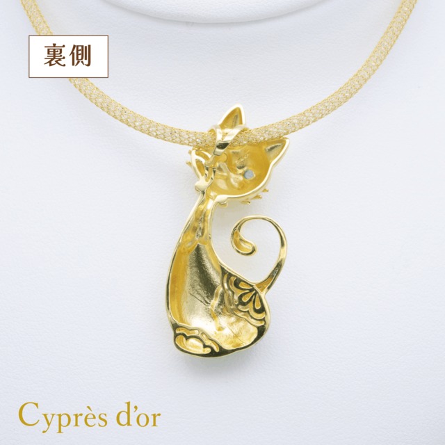 ※オーダー品【MONA LISA CAT】シルバー 金メッキ キャットジュエリー 猫ジュエリー モナリザキャット オッドアイ シルバーペンダント ネックレス silver ブルートパーズ シトリン 宝石 樹脂加工 普段使い お洒落