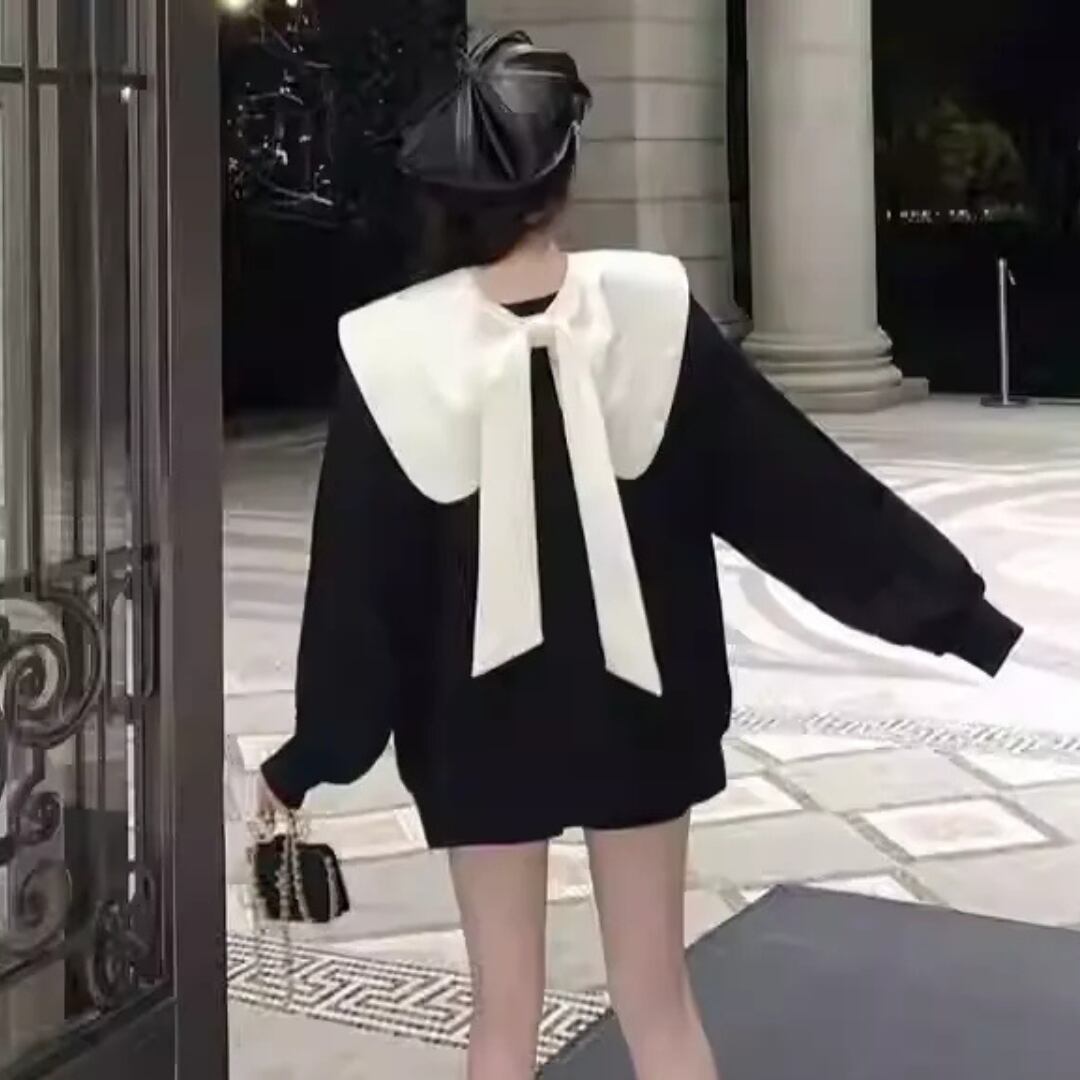 Reversible Bow Sweatshirt – Doll Collar Top(CF084)