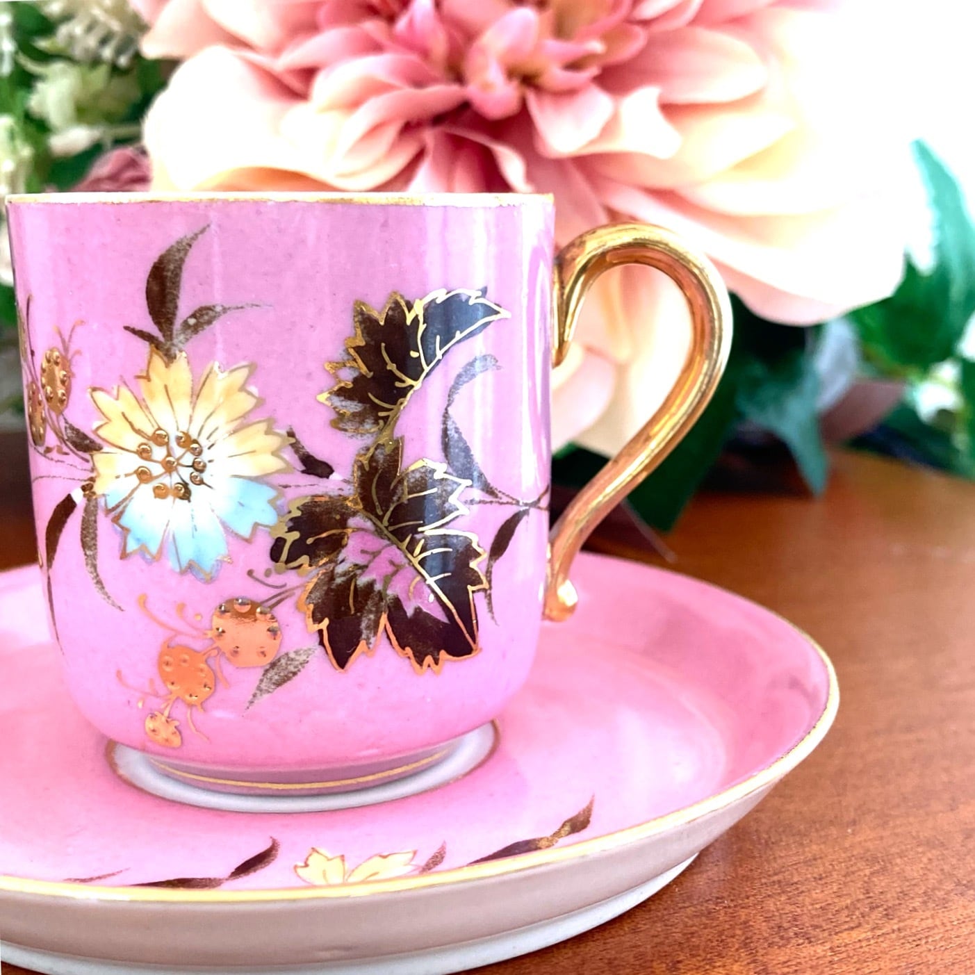 ドイツ 7名門窯フェルステンベルグお花の2客アンティーク